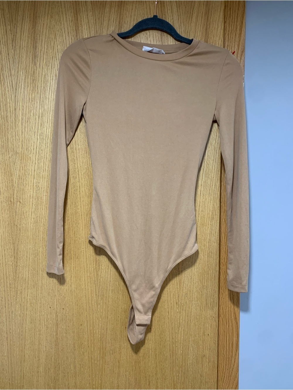 Elodie Long-Sleeve Tan Bodysuit - Size Small